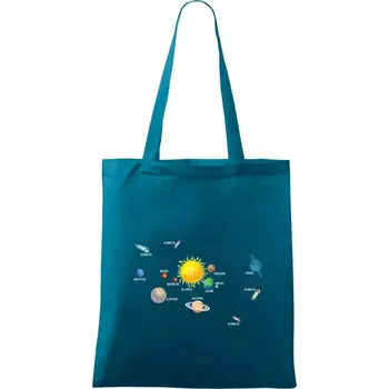 Kreslené Planety - Taška bavlněná - 42 x 38 cm ( Petrolejová )