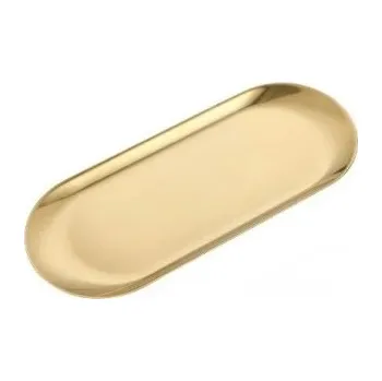 Talíř Zlatý oválný talíř 22 x 9 cm Kreativní korejský nerezový servírovací talíř na dim sum Grilování Dlouhý dezertní talíř Moderní kuchyňské nádobí