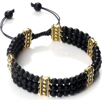 Náramek Černý pletený náramek z lávového kamene | náramek, šperk - Černá matná-1