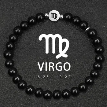 Náramek Náramek znamení zvěrokruhu obsidián 6mm | náramek pánský, náramek dámský - Panna