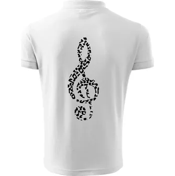 Pánská košile Houslový klíč z not - Polokošile pánská Pique Polo 203 - 3XL ( Bílá )