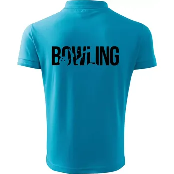 Pánská košile Bowling nápis kuželky - Polokošile pánská Pique Polo 203 - 4XL ( Světlý tyrkys )