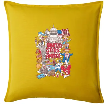 Polštář USA karikatura - Polštář 50x50 - 50x50 - Pouze potah ( Žlutá )