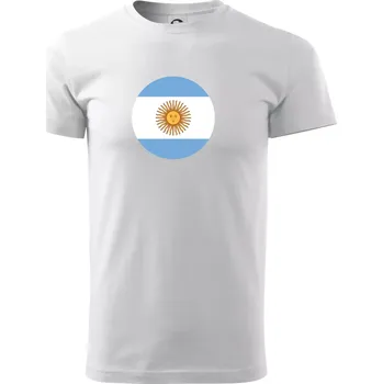 Pánské tričko Argentina vlajka kulatá - Triko extra velké (5-8XL) - 8XL ( Bílá )