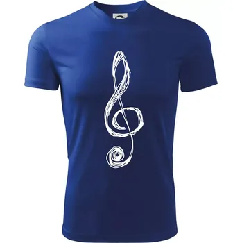 Houslový klíč kreslený - Dětské triko sportovní (dresovina) - 158 cm/12 let ( Královská modrá )