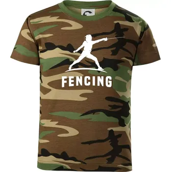 Chlapecké tričko Fencing (šerm) - postava - Dětské maskáčové triko - 122 cm/6 let ( Hnědý maskáč )