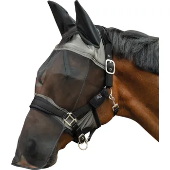 Koňská maska proti hmyzu Maska proti hmyzu HKM Premium - s ochranou nozder, tmavě šedá, Pony