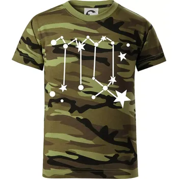 Souhvězdí - Virgo - Panna - Dětské maskáčové triko - 104-110cm / 3-4 roky ( Zelený maskáč )