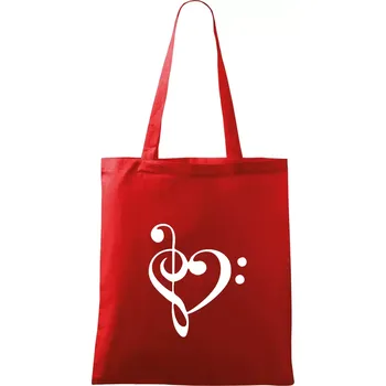 Houslový klíč srdce - Taška bavlněná - 42 x 38 cm ( Červená )