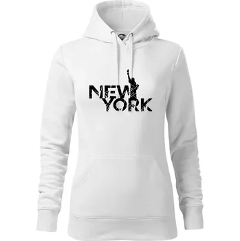 Dámská mikina New York retro - Mikina dámská Cape s kapucí - XS ( Bílá )