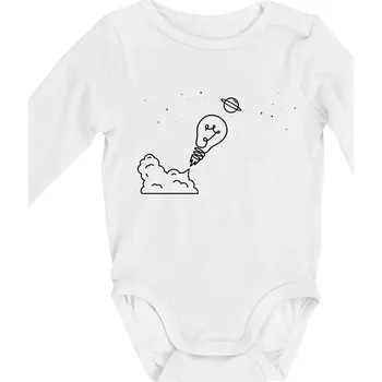 Žárovka vesmír - Body kojenecké s dlouhým rukávem - Dlouhý r. do 3 měs ( Bílá )