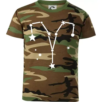 Chlapecké tričko Souhvězdí - Aries - Beran - Dětské maskáčové triko - 134 cm/8 let ( Hnědý maskáč )