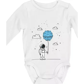 Astronaut s balónkem - Body kojenecké s dlouhým rukávem - Dlouhý r. 3-6 měs ( Bílá )