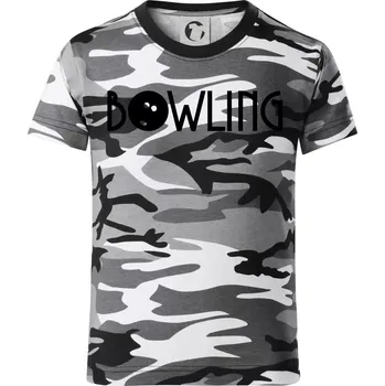 Chlapecké tričko Bowling nápis - Dětské maskáčové triko - 134 cm/8 let ( Šedý maskáč )