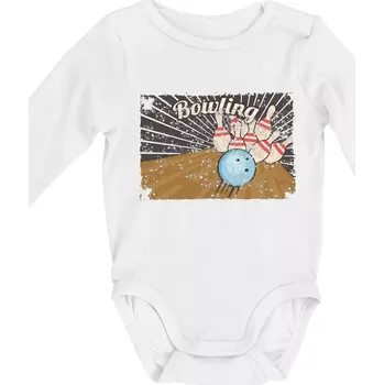 Kojenecký body Bowling plakát - Body kojenecké s dlouhým rukávem - Dlouhý r. do 3 měs ( Bílá )