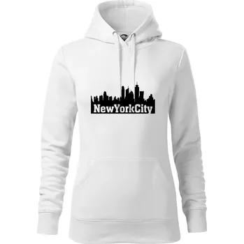 Dámská mikina New York City silueta - Mikina dámská Cape s kapucí - L ( Bílá )