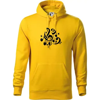 Pánská mikina Noty a hvězdy - Mikina pánská Cape s kapucí - 3XL ( Žlutá )