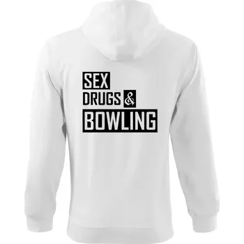 Pánská mikina Sex drugs bowling - Mikina s kapucí na zip trendy zipper - XL ( Bílá )