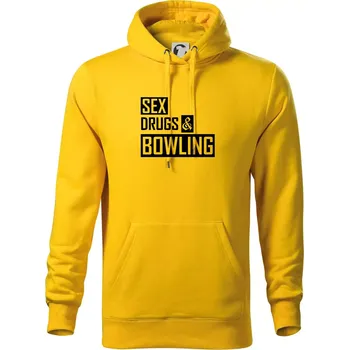 Pánská mikina Sex drugs bowling - Mikina pánská Cape s kapucí - 2XL ( Žlutá )