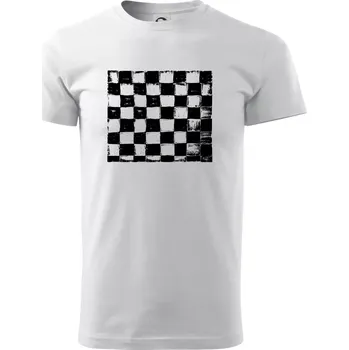 Pánské tričko Šachovnice černá kreslená - Triko extra velké (5-8XL) - 7XL ( Bílá )
