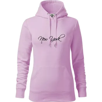 Dámská mikina New York nápis psacím - Mikina dámská Cape s kapucí - XS ( Orchid )