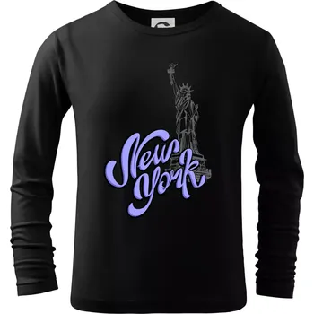 Chlapecké tričko New York Lettering - Triko dětské Long Sleeve - 122 cm/6 let ( Černá )