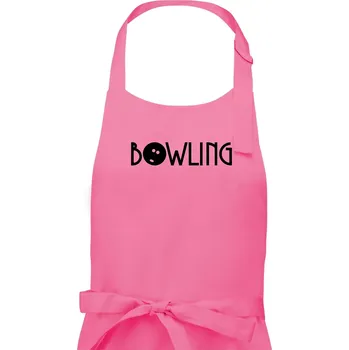 Kuchyňská zástěra Bowling nápis - Pánská zástěra na vaření - Univerzální velikost ( Růžová )