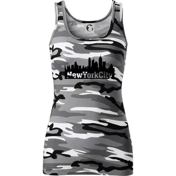 Dámské tričko New York City silueta - Dámské Maskáčové tílko - XS ( Šedý maskáč )