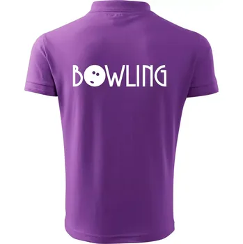 Pánská košile Bowling nápis - Polokošile pánská Pique Polo 203 - 4XL ( Fialová )