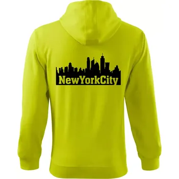 Pánská mikina New York City silueta - Mikina s kapucí na zip trendy zipper - S ( Limetková )