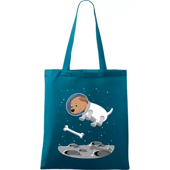 Nákupní taška Pes ve vesmíru (Hana-creative) - Taška bavlněná - 42 x 38 cm ( Petrolejová )