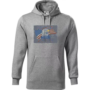 Pánská mikina Freedom forever USA - Mikina pánská Cape s kapucí - 5XL ( Tmavě šedý melír )