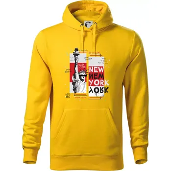 Pánská mikina New york socha - Mikina pánská Cape s kapucí - L ( Žlutá )