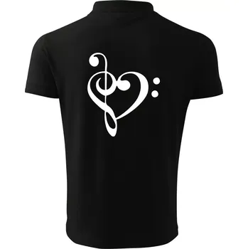 Pánská košile Houslový klíč srdce - Polokošile pánská Pique Polo 203 - XL ( Černá )