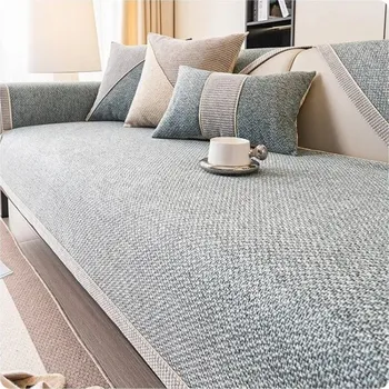 Potah na židli Povlak na pohovku Bavlněný a lněný tkaný Potah na pohovku Protiskluzový Univerzální potah Vhodný pro všechna roční období 90x210cm zelená