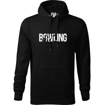 Pánská mikina Bowling nápis kuželky - Mikina pánská Cape s kapucí - 4XL ( Černá )