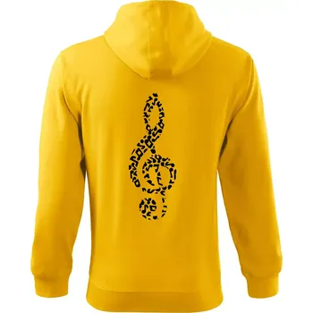 Pánská mikina Houslový klíč z not - Mikina s kapucí na zip trendy zipper - XL ( Žlutá )