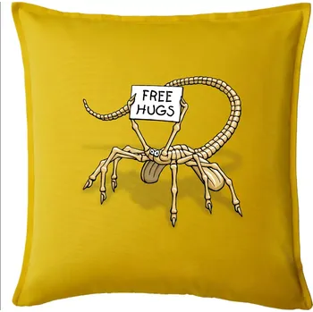 Polštář Vetřelec - free hugs (Hana-creative) - Polštář 50x50 - 50x50 - Pouze potah ( Žlutá )