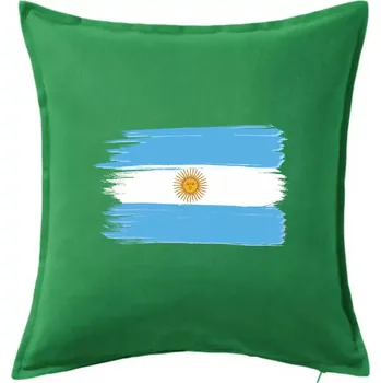 Polštář Argentina vlajka kreslená štětkou - Polštář 50x50 - 50x50 - Včetně výplně ( Středně zelená )