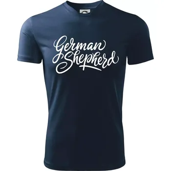 German shepherd - nápis okrasny - nápis okrasný - Dětské triko sportovní (dresovina) - 134 cm/8 let ( Námořní modrá (velmi tmavá - téměř černá) )