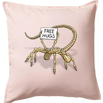 Polštář Vetřelec - free hugs (Hana-creative) - Polštář 50x50 - 50x50 - Pouze potah ( Světle růžová )