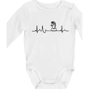 EKG Šachové figurky - Jezdec - Body kojenecké s dlouhým rukávem - Dlouhý r. 6-12 měs ( Bílá )