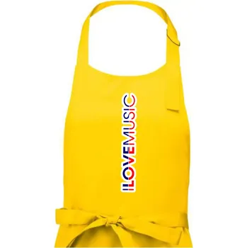 Kuchyňská zástěra I love music na výšku - Dámská zástěra na vaření - Univerzální velikost ( Žlutá )