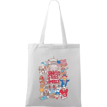 USA karikatura - Taška bavlněná - 42 x 38 cm ( Bílá )