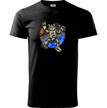 Kočičí astronaut - Triko extra velké (5-8XL) - 7XL ( Černá )