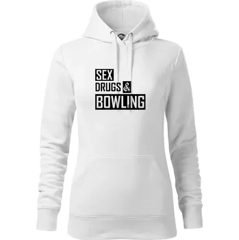Dámská mikina Sex drugs bowling - Mikina dámská Cape s kapucí - 2XL ( Bílá )