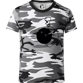 Chlapecké tričko Koule vs kuželka - Dětské maskáčové triko - 104-110cm / 3-4 roky ( Šedý maskáč )