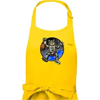 Kuchyňská zástěra Kočičí astronaut - Pánská zástěra na vaření - Univerzální velikost ( Žlutá )
