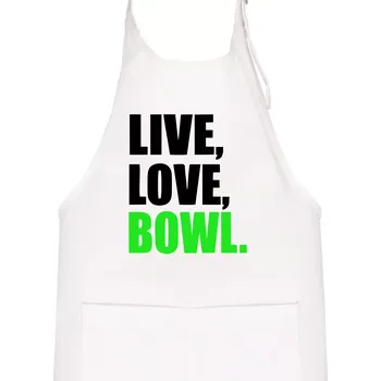 Kuchyňská zástěra Live, Love, Bowl - Dětská zástěra na vaření - Univerzální velikost ( Bílá )