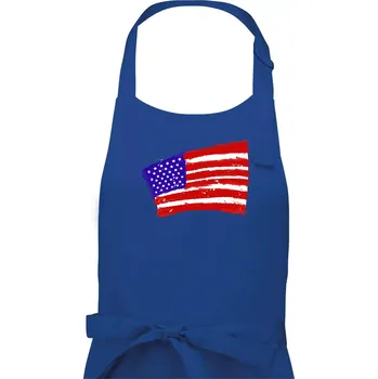 Kuchyňská zástěra Americká vlajka ohnutá - Pánská zástěra na vaření - Univerzální velikost ( Královská modrá )